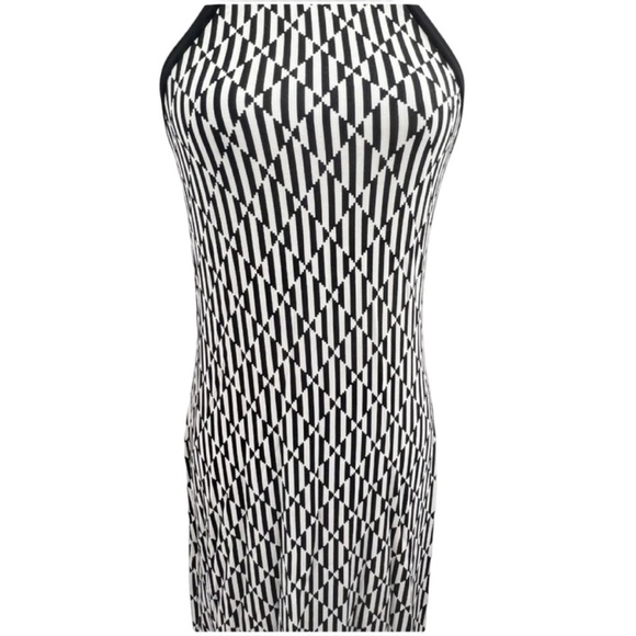Tart Black & White Geometric Print Sleeveless Dress - Size Medium - Picture 7 of 14